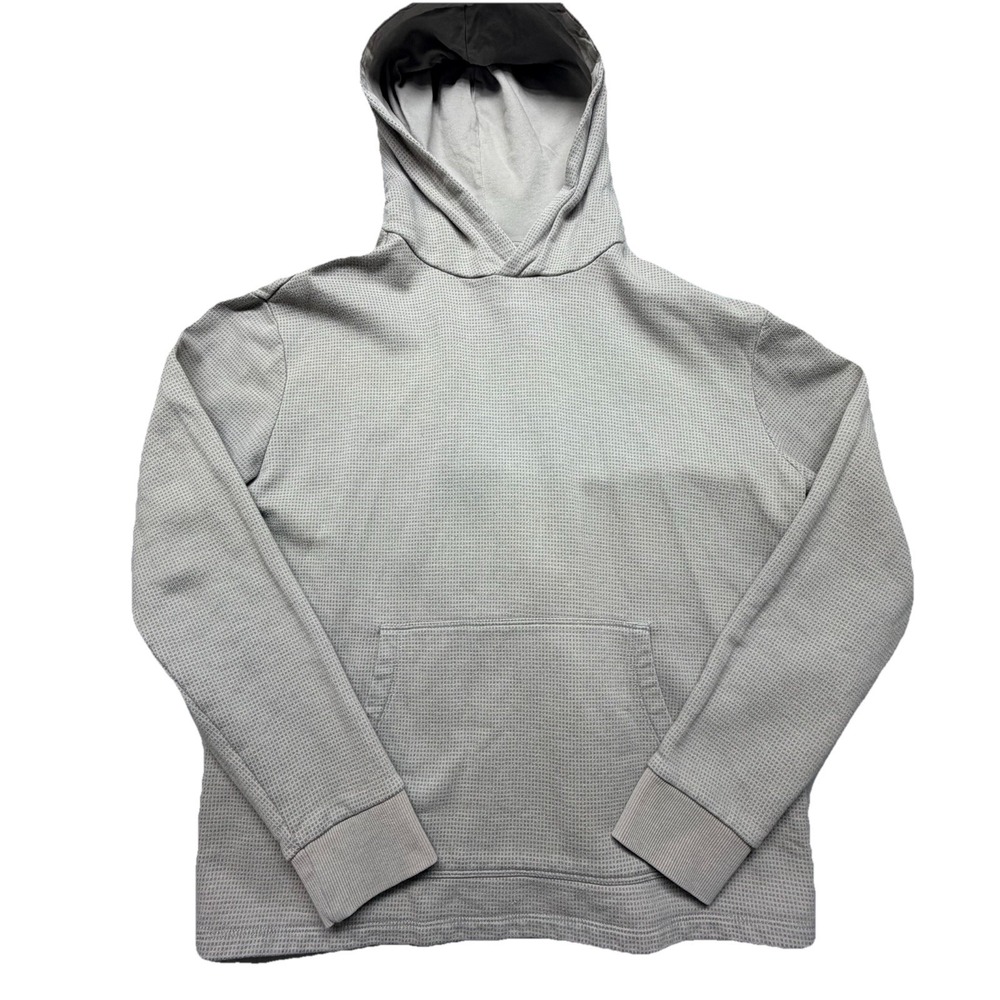 Express Men's Waffle Knit Hoodie Pullover Cream Beige Thermal Sweatshirt‎ Medium